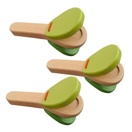 LRXIYODE 3Stücke Lustige Handheld Kastagnetten Holzspielzeuge für Kleinkinder für Musikalische Frühförderung und Interaktives von LRXIYODE