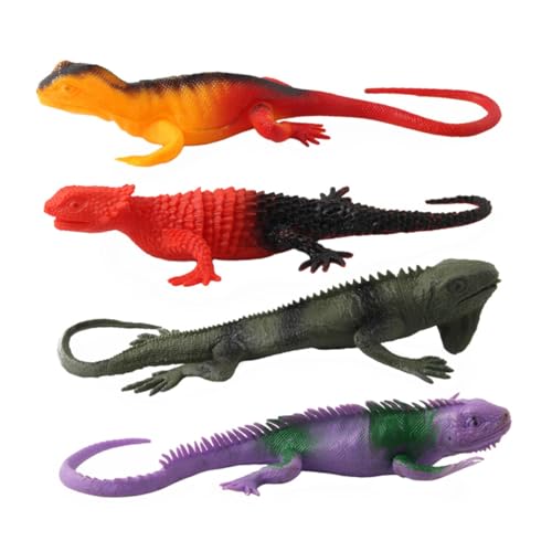 LRXIYODE 4 STÜCKE Teiliges Chamäleon Wildtiermodell mit Realistischem Design Detailreich aus Hochwertigem Umweltfreundlichem Kunststoff Langlebig und Pädagogisch Geeignet von LRXIYODE