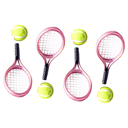 LRXIYODE Miniatur Tennisschläger für Kinder 4 Stück Dekorationsspielzeug Fotografie Requisiten Kleiner Tennis Zubehör für Puppenhäuser Deko Accessoire von LRXIYODE