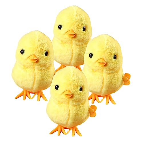 LRXIYODE 4 Stück Aufziehbare Küken Spielzeuge Flauschige Springende Hühner für Partys und Ostern Robustes Plüschmaterial Interessantes für Freunde von LRXIYODE