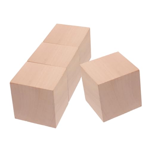 LRXIYODE 4 Stück Bausteine Lehrholzwürfel Bastelholzblöcke Quadratische Holzblöcke Unfertige Quadratische Holzblöcke Zählwürfel Duschblöcke Mathewürfel Khaki Holz von LRXIYODE