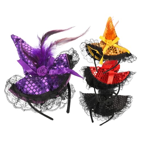LRXIYODE 4 Stück Haarbänder mit Hexenhut Stilvolle Halloween Kopfbedeckung für Mädchen Leicht Strapazierfähig für Halloween Partys und Festlichkeiten LRXIYODE 4 Stück Haarbänder mit Hexenhut Stilvolle Halloween Kopfbedeckung für Mädchen Leicht Strapazierfähig für Halloween Partys und Festlichkeiten von LRXIYODE