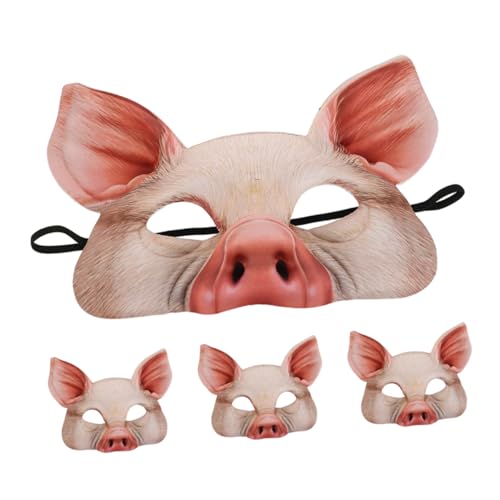 LRXIYODE 4 Stück Halloween Halbgesichts Tiermasken Schwein aus Leichtem EVA Atmungsaktiv und Bequem für Karneval Kostüm Maskenbälle Vielseitiges Cosplay Zubehör von LRXIYODE