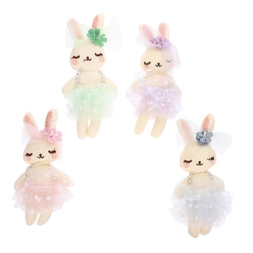LRXIYODE 4 Stück Kaninchenpuppe Puppe Anziehpuppe Kuscheltiere Osterhase Dekopuppe Kaninchen Plüsch Kaninchen Kopfschmuck Zubehör Hase Kuscheltier Plüsch Kaninchen Stoff von LRXIYODE