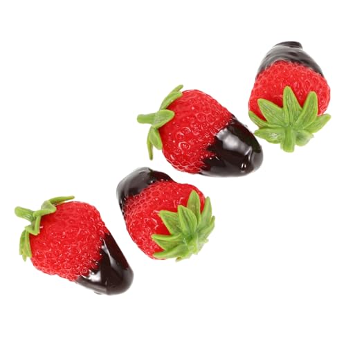 LRXIYODE 4 Stück Künstliche Fruchtdekoration Erdbeerornament Kunstobst Aus Der Küche Gefälschtes Essen Simuliertes Obst Künstliche Erdbeeren Plastikfrüchte Zur Dekoration Obstdekor PVC von LRXIYODE