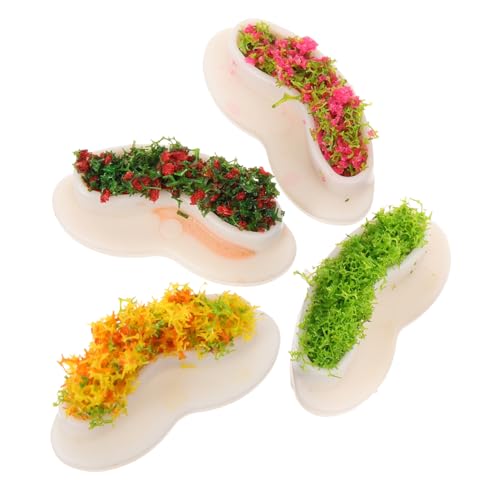 LRXIYODE 4 Stück Miniatur Gartenbank Teiliges Puppenhaus Möbel für Shopping Mall Dekorative Blumenkübel Bänke Rot und Grün für Miniatur Landschaften und Spielzeugzimmer von LRXIYODE