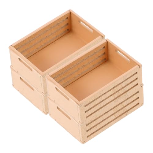 LRXIYODE 4 Stück Miniatur Holzkorb Puppenhaus Zubehör Realistische Mini Aufbewahrungskörbe aus Robustem Kiefernholz Vielseitige Deko für Puppenstube und Miniaturhäuser Kompakt und Langlebig von LRXIYODE