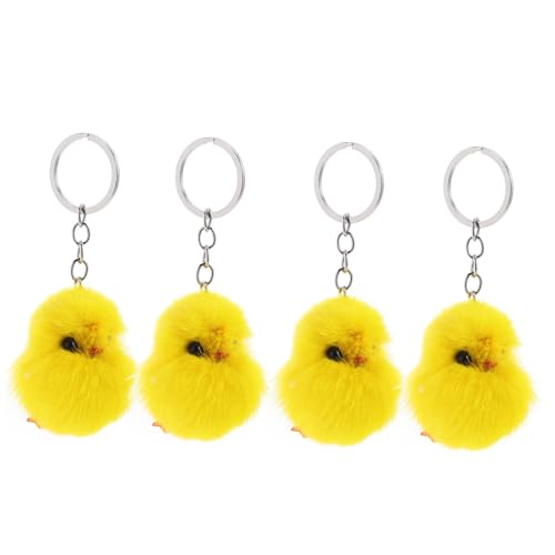 LRXIYODE 4 Stück Plüsch Schlüsselanhänger Mini Küken Gelb Handtaschen Anhänger Osterdeko Geschenkfüllung Kuscheltier Charm für Taschen von LRXIYODE