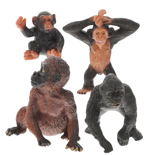 LRXIYODE 4 Stück Realistische Schimpansen Figur Teiliges Detailgetreues Waldtiermodell Leichtes Tragbares Kinderspielzeug und Dekorative Tierfigur für Zuhause Schule Park Pädagogisch und von LRXIYODE