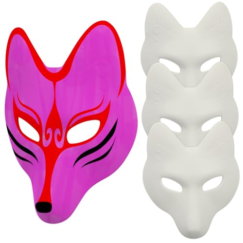 LRXIYODE 4 Stück Teiliges DIY Fuchs Masken aus Leichtem PU Unbemalt zum Bemalen für Karneval Maskerade Party und Cosplay Bequem und Sicher für Erwachsene LRXIYODE 4 Stück Teiliges DIY Fuchs Masken aus Leichtem PU Unbemalt zum Bemalen für Karneval Maskerade Party und Cosplay Bequem und Sicher für Erwachsene von LRXIYODE