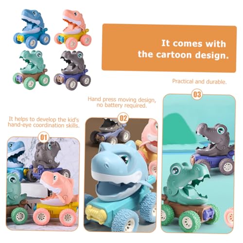 LRXIYODE 4 Stück Teiliges Dinosaurier Spielzeugauto Robustes Reibungsfahrzeug aus Hochwertigem Material Bunte Cartoon Modelle für Kleinkinder Fördert Auge Hand Koordination und LRXIYODE 4 Stück Teiliges Dinosaurier Spielzeugauto Robustes Reibungsfahrzeug aus Hochwertigem Material Bunte Cartoon Modelle für Kleinkinder Fördert Auge Hand Koordination und von LRXIYODE