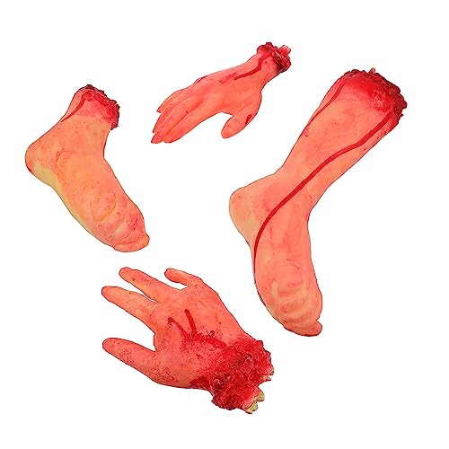 LRXIYODE 4 Stück Teiliges Halloween Deko Set Abgetrennte Hände und Füße Lebensechte Horror Requisiten für Spukhaus Party Bar und Kostüm Realistische Grusel Dekoration für Halloween LRXIYODE 4 Stück Teiliges Halloween Deko Set Abgetrennte Hände und Füße Lebensechte Horror Requisiten für Spukhaus Party Bar und Kostüm Realistische Grusel Dekoration für Halloween von LRXIYODE