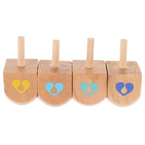 LRXIYODE 4 Stück Teiliges Holzspielzeug Dreidel Naturbelassene Kinderkreisel Sensorisches Gyroskop für Jungen und Mädchen Fördert Konzentration und Stressabbau Familien Bastelset für von LRXIYODE