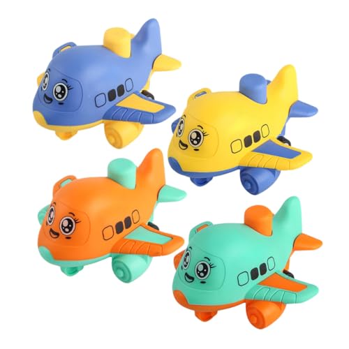 LRXIYODE 4 Stück Teiliges Interaktives Press Flugzeug aus Farbenfrohes Kinderauto mit Flugzeugform Leichte und Robuste Autos für Drinnen und Draußen Partygeschenk für Jungen und Mädchen von LRXIYODE