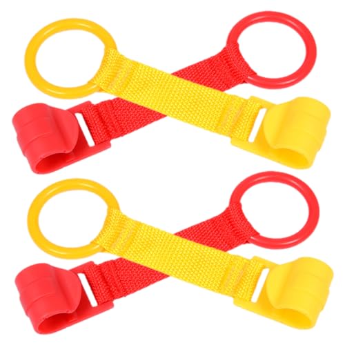 LRXIYODE 4 Stück Teiliges Junge Mädchen Zug Ringe Hängende Ringe für Junge Mädchen Unterstützung Beim Stehen und Laufen Sicherer Halt für Babybetten Rot und Gelb von LRXIYODE