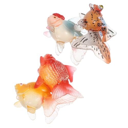 LRXIYODE 4 Stück Teiliges Kleine Goldfisch Modelle aus Stabilem Kunststoff Realistische Tierfiguren mit Glatter Oberfläche Sichere und Langlebige Dekoration für Aquarium Schreibtisch von LRXIYODE