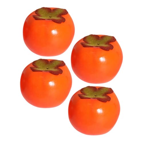 LRXIYODE 4 Stück Teiliges Mini Deko Künstliche Kakifrüchte aus Realistische Fotorequisiten und Naturgetreue Fruchtform Ornamente für Küche und Innenbereich von LRXIYODE