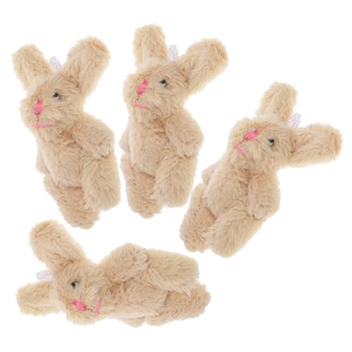 LRXIYODE 4 Stück Teiliges Mini Plüsch Hase Weiche Kleine Hasen Puppenhaus Deko Detailreiche Mini Kuscheltiere für DIY Puppenhäuser Charmante Tischdekoration Langlebige Plüschfiguren von LRXIYODE