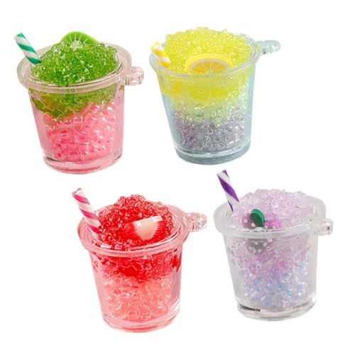 LRXIYODE 4 Stück Teiliges Miniatur Eisbecher Puppenhaus Zubehör Realistische Resin Mini Getränke Modelle Bunte Farbmischung Langlebig von LRXIYODE