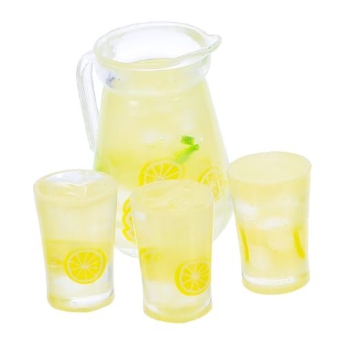LRXIYODE 4 Stück Teiliges Miniatur Miniatur Zitronentee mit und Tassen Realistische Puppenhaus Dekoration für Sommer Detailreiche Miniaturgetränke für Diorama und Fotorequisiten von LRXIYODE