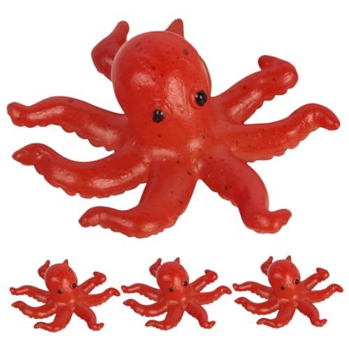 LRXIYODE 4 Stück Teiliges PVC Modell Detailgetreue Miniatur Meeresfigur Leichte Dekorative Octopus Figuren für Schreibtisch Garten DIY und Wohnraumgestaltung von LRXIYODE