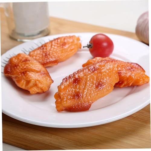 LRXIYODE 4 Stück Teiliges Realistische Langlebige PVC Hähnchenflügel Deko Vielseitig Verwendbar als Foto Requisite und Auffälliges Wohnaccessoire Schadstofffrei und Widerstandsfähig von LRXIYODE