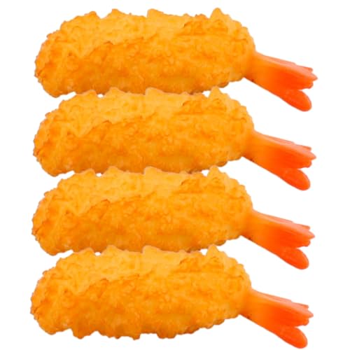 LRXIYODE 4 Stück Teiliges Realistische Tempura Garnelen aus Langlebigem Lebensechte Kochspielzeug Dekoration für Restaurant Kindergarten Küche als Foto Requisite und Wohnaccessoire von LRXIYODE