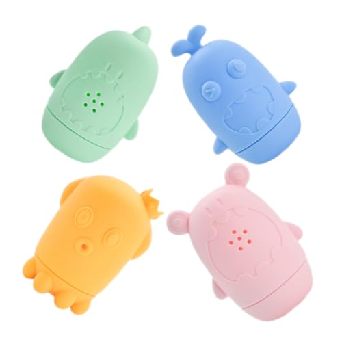 LRXIYODE 4 Stück Teiliges Silikon Badewannenspielzeug für Kleinkinder Bunte Wasserspritzfiguren aus Bruchsicherem Material Leichtes Duschspielzeug für Geburtstags und Poolpartys von LRXIYODE