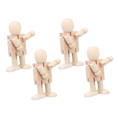 LRXIYODE 4 Stück Teiliges Unbemalter Holzroboter Figuren DIY Bastelset aus Stabilem Holz zum Bemalen und Gestalten Kindgerechtes Kreativspielzeug Feinmotorik und Fantasie von LRXIYODE
