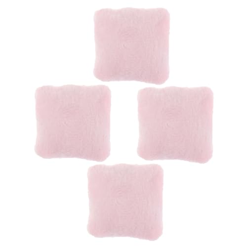 LRXIYODE 4 Stück Zubehör Für Puppenhäuser Mini Dekorative Kissen Puppenhaus Süßes Zimmerdekor Modern Kissen-Modell Dekoratives Gefälschtes Kissen Puppe Gefälschtes Kissen Flanell Rosa von LRXIYODE