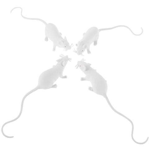 LRXIYODE 4stücke Teiliges Realistischer Halloween-streichmause-spielzeuge Gruselige Deko Für Partys Und Scherze Interaktive Weiße Mäuse Für Simulation Und Unterricht von LRXIYODE