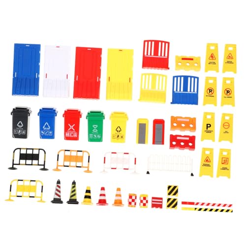 LRXIYODE 40 Stück Teiliges Verkehrszeichen Spielset für Bunte Miniatur Straßenschilder und Baustellenabsperrungen Pädagogisches Verkehrsschild zur Verkehrserziehung und Kreativem von LRXIYODE