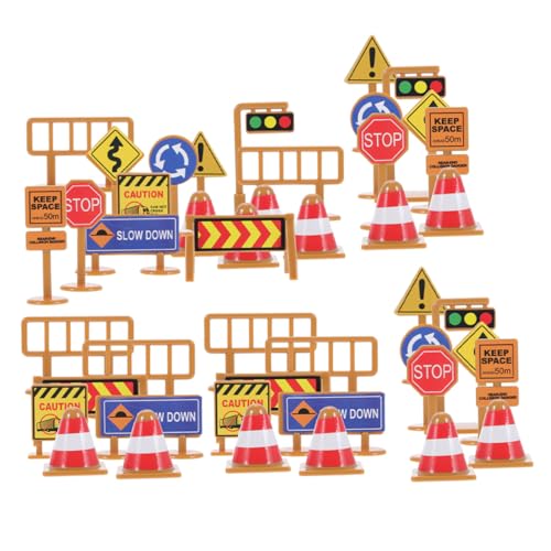 LRXIYODE 45 Stück Teiliges Mini-verkehrsschilder-spielset für Realistische Straßenverkehrszeichen Lernspielzeug zur Verkehrssicherheit Kreative Baustellen Straßenaufbauten Fördert Kognitive von LRXIYODE