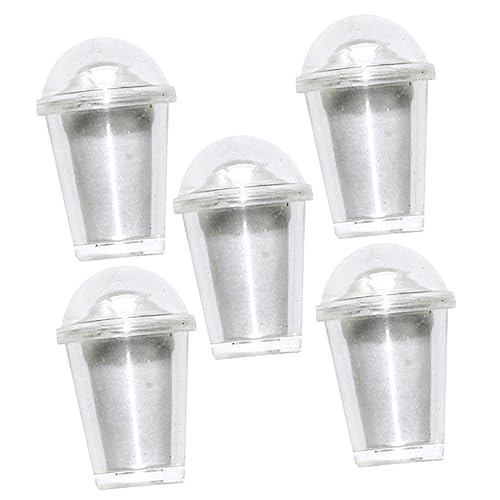 LRXIYODE 5 Sätze Teiliges Miniatur Milchtee Becher aus Stabilem Harz Realistische Miniatur Tassen für Puppenhaus Dekoration DIY Bastelzubehör Transparent und Detailgetreu von LRXIYODE