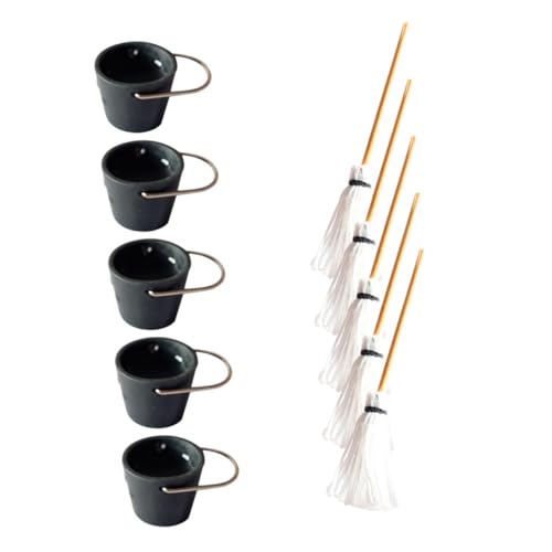 LRXIYODE 5 Sets Puppenhaus Eimer Mopp Kinderspielzeug Foto Ornamente Mini Eimer Ornamente Für Mini Eimer Und Mopp Miniaturmodelle Miniatur Szenenzubehör Miniaturmöbel Eisen von LRXIYODE