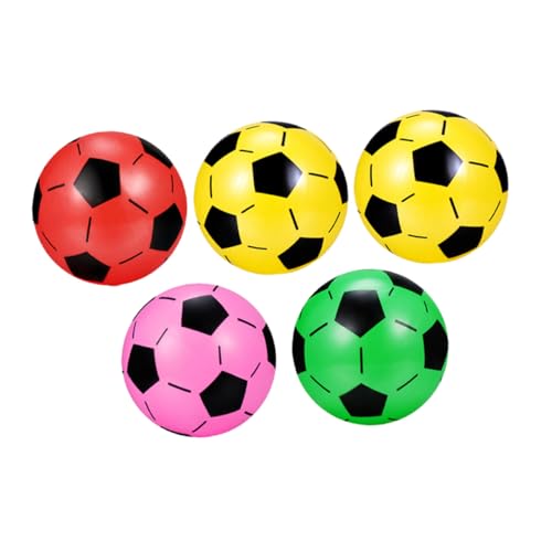 LRXIYODE 5 Stück Aufblasbare Kunststoff Fußballspielzeuge für Leichte Elastische Bälle für Schule Spielplatz und Outdoor Farblich Sortiert für Bewegung und Gesunden Spaß Zufällige Farbe von LRXIYODE