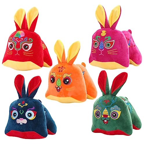 LRXIYODE 5 Stück Kaninchen Plüschtier Ausgestopfter Hase Hängende Dekoration Hängender Kaninchen Anhänger Neujahrs Plüsch Dekoration Neujahrs Plüschkaninchen Neujahrs Hängeanhänger von LRXIYODE