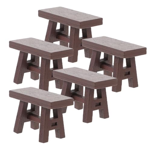 LRXIYODE 5 Stück Kleine Hocker Aus Holz Für Puppenhaus Für Spiele Winzige Accessoires Heimmöbel Und Stuhl Stil Ornamente Requisiten Miniaturstühle Fantasievolle Spieldekoration – von LRXIYODE