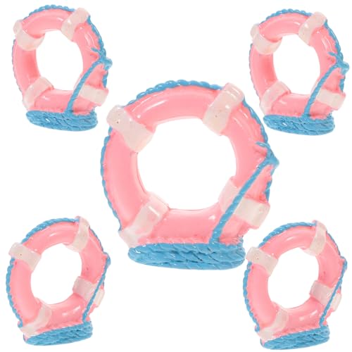 LRXIYODE 5 Stück Mini Schwimmring Deko für Puppenhaus Mediterraner Stil Handgefertigte DIY Accessoires in Rosa Kompakte Langlebiges Material Detailreiches Design für Miniatur Dekoration von LRXIYODE