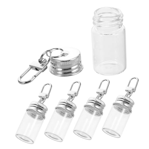 LRXIYODE 5 Stück Mini-glas- Wunschflaschen Mini-dekorglas Flaschen Wünschen Parfümflasche Ornament Wachs -süßigkeitenflaschen Farbige Glasflaschen Transparent Rostfreier Stahl von LRXIYODE