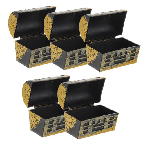 LRXIYODE 5 Stück Schatztruhe Miniatur klein für Mädchen Spielzeugaufbewahrung Lagerung Brust wohnaccessoires bastelmaterial Mini-Hausverzierung Puppenhaus-Miniaturornament Abs Golden von LRXIYODE