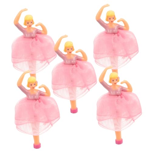 LRXIYODE 5 Stück Teiliges Ballett Puppen für Musikbox Achtstimmige Spieluhr Zubehör Tanzende Prinzessin Figur mit Goldenem Pinkem Rock Langlebig und Detailreich Gestaltet für Elegante von LRXIYODE