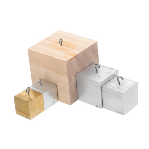 LRXIYODE 5 Stück Teiliges Dichtewürfel Set aus Kupfer Aluminium und Holz mit Haken Vielseitig für Physikalische Experimente Oberstufe Robust und Praktisch für Wissenschaftliche von LRXIYODE