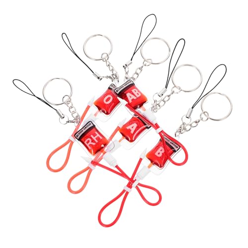 LRXIYODE 5 Stück Teiliges Halloween Blutgruppen Schlüsselanhänger Anhänger für Party Dekoration Schlüsselring Taschenanhänger mit B Ab Rh Bluttyp Originelles für Halloween Fans von LRXIYODE