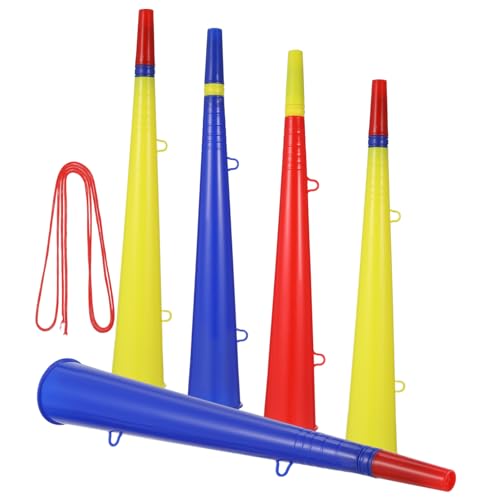 LRXIYODE 5 Stück Teiliges Kunststoff Tröten Laute Fanhörner für Sportveranstaltungen Party Spiele und Feiern zum Anfeuern und Jubeln von LRXIYODE