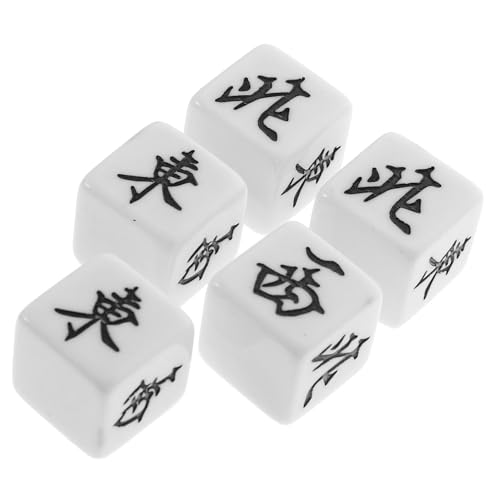 LRXIYODE 5 Stück Teiliges Mahjong Würfel Windrichtungswürfel Weißer Hintergrund Schwarze Markierung Acryl Spielwürfel für Brettspiele Party Deko Erwachsenen Würfelspiel Zubehör LRXIYODE 5 Stück Teiliges Mahjong Würfel Windrichtungswürfel Weißer Hintergrund Schwarze Markierung Acryl Spielwürfel für Brettspiele Party Deko Erwachsenen Würfelspiel Zubehör von LRXIYODE