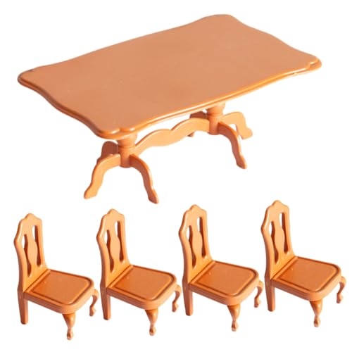 LRXIYODE 5 Stück Teiliges Miniatur Möbelset Puppenhaus Möbel Miniatur Tisch und Stühle Mikro Szene Dekoration Geeignet für DIY Basteln und von LRXIYODE