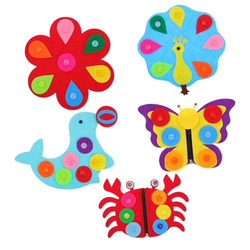 LRXIYODE 5 Stück Teiliges Montessori Knopfbrett aus Sicherem Vliesstoff Pädagogisches Babyspielzeug Feinmotorik und Hand Auge Koordination für Vorschulkinder Jungen und Mädchen LRXIYODE 5 Stück Teiliges Montessori Knopfbrett aus Sicherem Vliesstoff Pädagogisches Babyspielzeug Feinmotorik und Hand Auge Koordination für Vorschulkinder Jungen und Mädchen von LRXIYODE