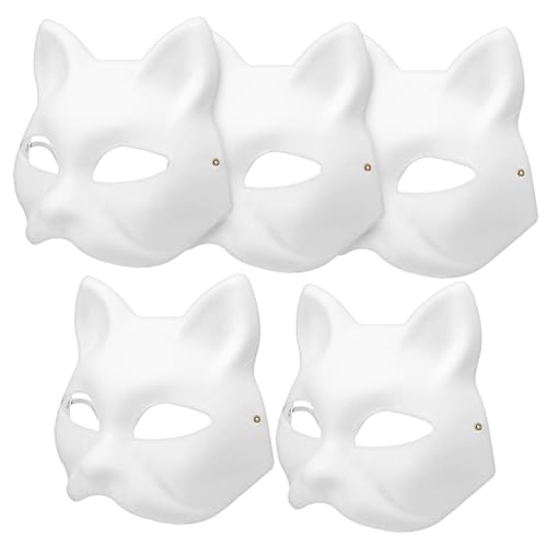 LRXIYODE 5 Teiliges Weiße Katzenpapiermasken zum Bemalen mit Elastischem Band DIY Tiermasken für Cosplay Party Halloween Maskenball Handbemalbar Sichtbare Augenöffnungen LRXIYODE 5 Teiliges Weiße Katzenpapiermasken zum Bemalen mit Elastischem Band DIY Tiermasken für Cosplay Party Halloween Maskenball Handbemalbar Sichtbare Augenöffnungen von LRXIYODE