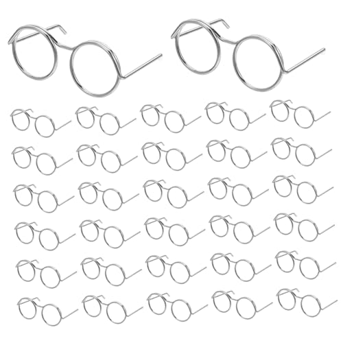 LRXIYODE 50 Stück Mini Puppenbrillen aus Metall Filigrane Drahtfassung Kleine Eyewear für DIY Puppen Detailreiche Miniaturbrillen für Bastelprojekte und Puppenhaus Dekoration von LRXIYODE